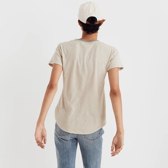 J crew whisper cotton rib crewneck ringer tee sunfaded sage wallow stripes - Picture 2 of 8